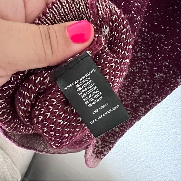 Torrid Lurex Sweater Mini Dress - Burgundy & Gold Size 1 - Picture 6 of 12